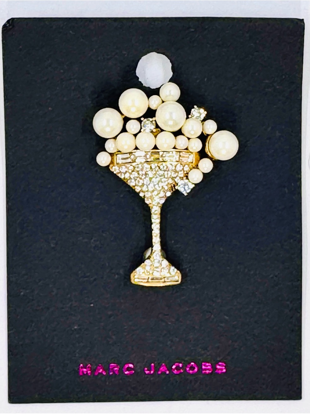 Marc Jacobs Gold Tone Martini Glass W/Bubbles Holiday Party Brooch NWT